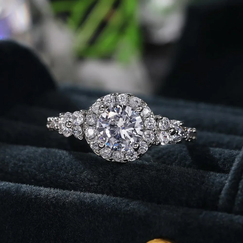 😍Classic Engagement Anillos Pure CZ Wedding Beautiful Ring for Women, L101